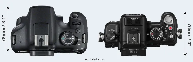 Compare 2000D versus GH2 top