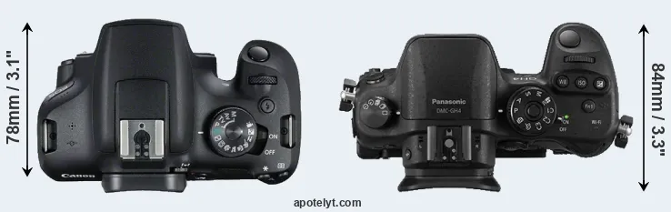 Compare 2000D versus GH4 top