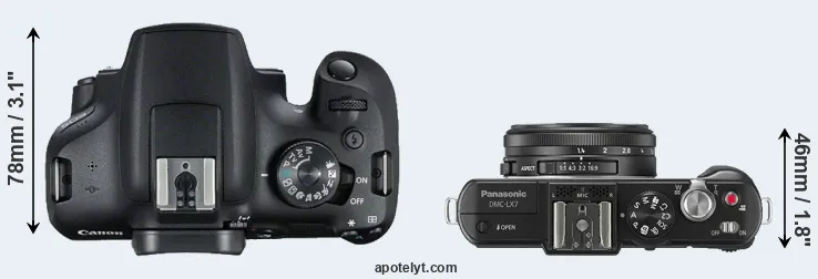 Compare 2000D versus LX7 top