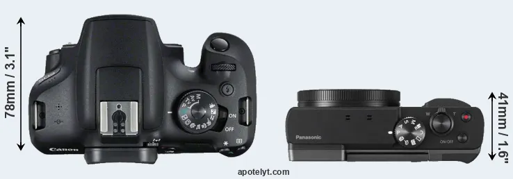 Compare 2000D versus TZ90 top