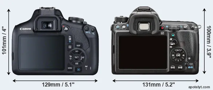 Comparison 2000D or K-3 II rear