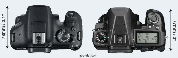 Compare 2000D versus K-3 II top