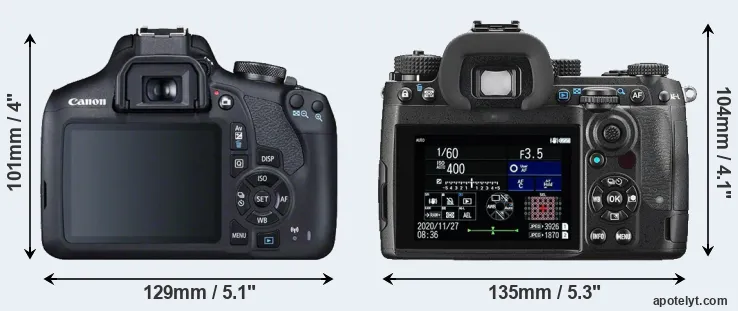 Comparison 2000D or K-3 III rear