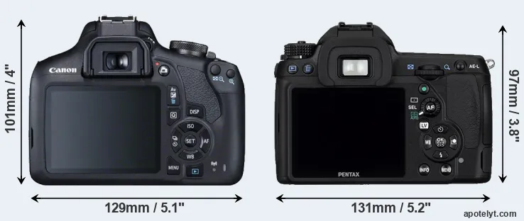 Comparison 2000D or K-5 rear