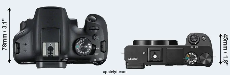 Compare 2000D versus A6000 top