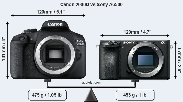 Size Canon 2000D vs Sony A6500