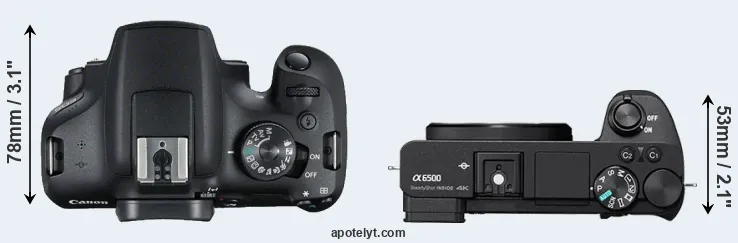 Compare 2000D versus A6500 top