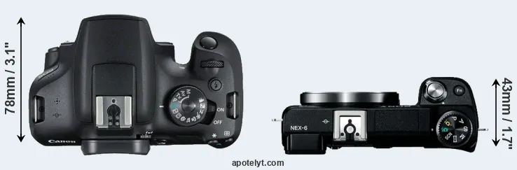 Compare 2000D versus NEX-6 top