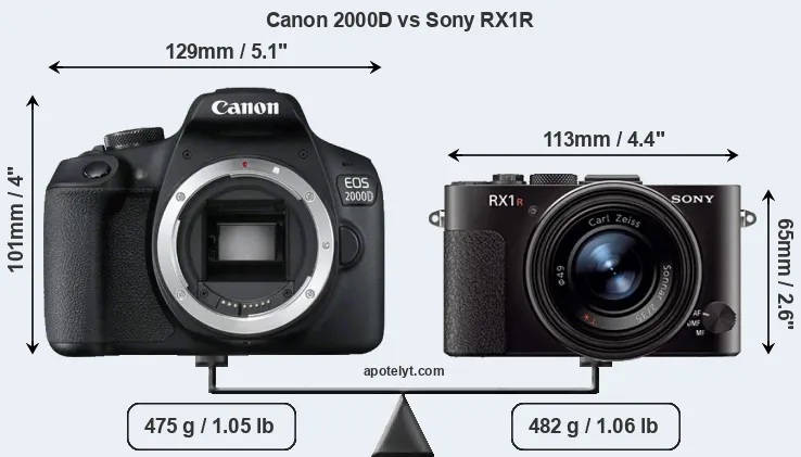 Size Canon 2000D vs Sony RX1R