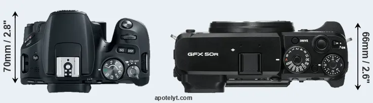 Compare 200D versus GFX 50R top
