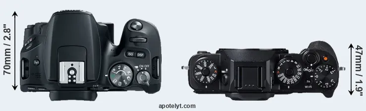 Compare 200D versus X-T1 top