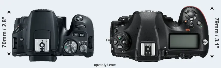 Compare 200D versus D850 top