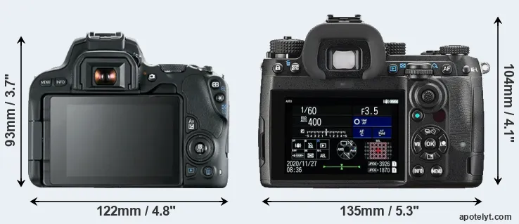 Comparison 200D or K-3 III rear