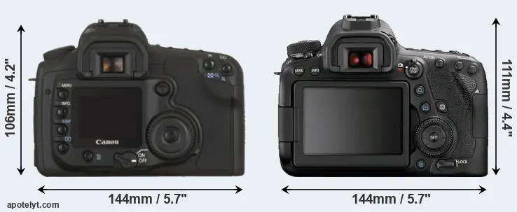 Comparison 20D or 6D Mark II rear