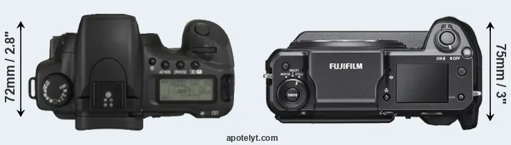 Compare 20D versus GFX 100 top
