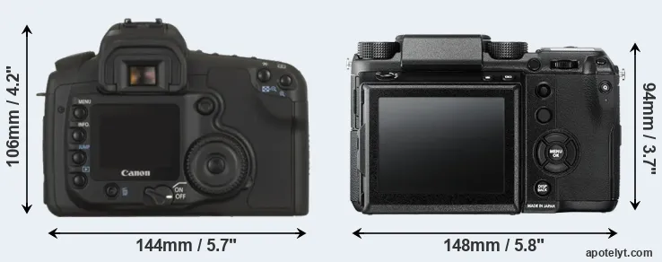 Comparison 20D or GFX 50S rear