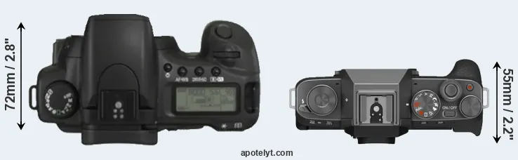 Compare 20D versus X-T200 top