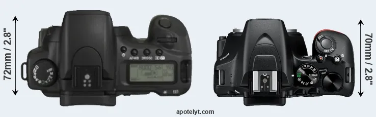 Compare 20D versus D3500 top
