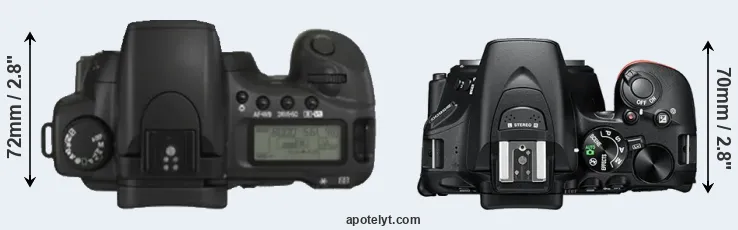 Compare 20D versus D5600 top