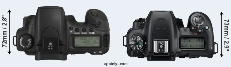 Compare 20D versus D7500 top