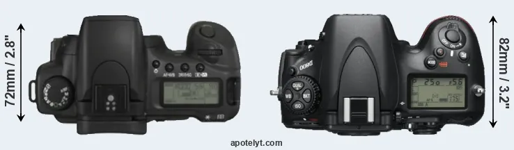 Compare 20D versus D800 top