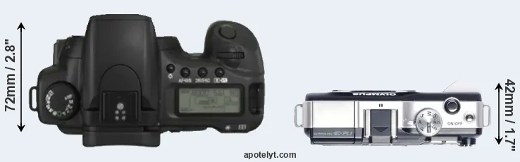 Compare 20D versus E-PL1 top