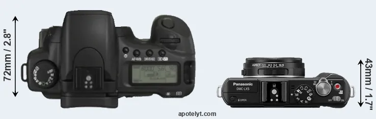 Compare 20D versus LX5 top