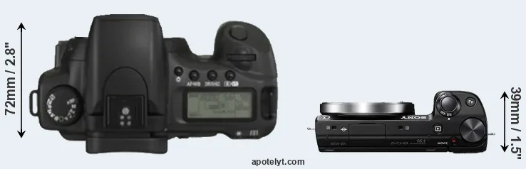 Compare 20D versus NEX-5R top