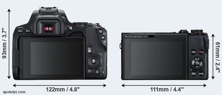Comparison 250D or G5X Mark II rear