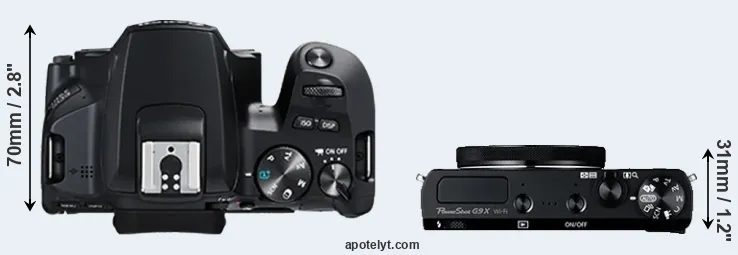 Compare 250D versus G9X top