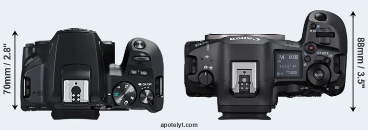 Compare 250D versus R5 Mark II top