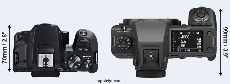 Compare 250D versus GFX 100 II top