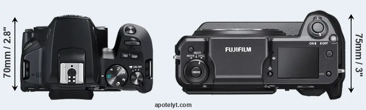 Compare 250D versus GFX 100 top