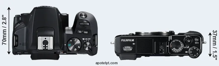 Compare 250D versus X-E2 top