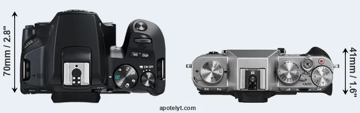Compare 250D versus X-T10 top