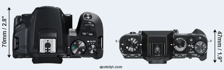 Compare 250D versus X-T30 top