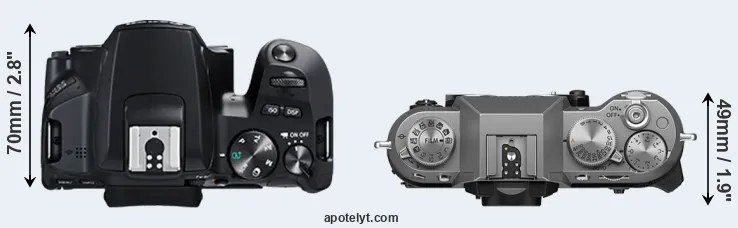 Compare 250D versus X-T50 top