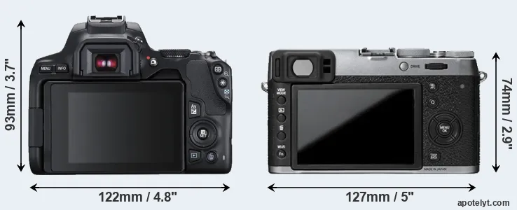 Comparison 250D or X100T rear