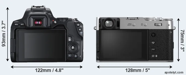 Comparison 250D or X100VI rear