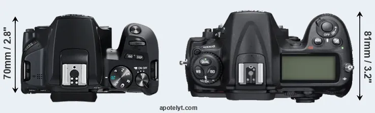 Compare 250D versus D300S top