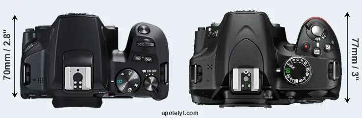 Compare 250D versus D3200 top