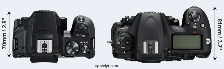 Compare 250D versus D500 top