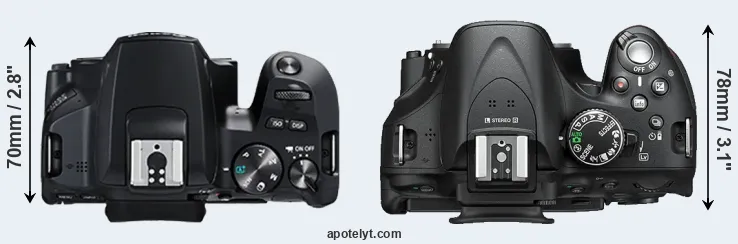 Compare 250D versus D5200 top