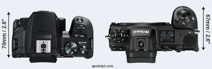 Compare 250D versus Z6 top