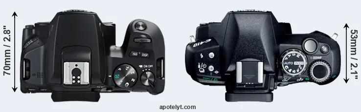 Compare 250D versus E-410 top