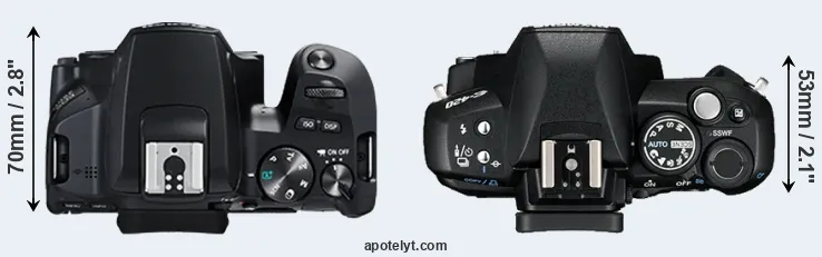Compare 250D versus E-420 top