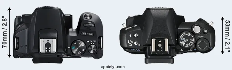 Compare 250D versus E-450 top