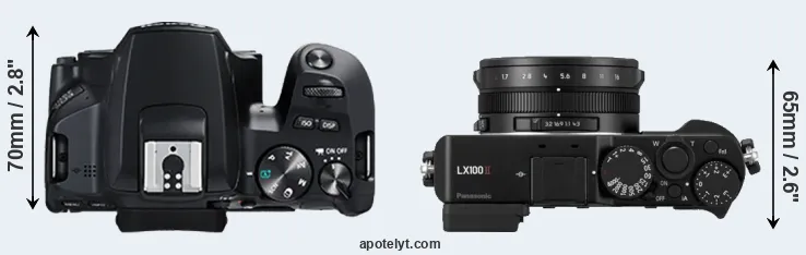 Compare 250D versus LX100 II top