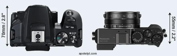 Compare 250D versus LX100 top