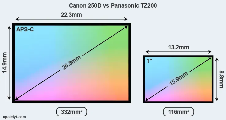 Canon 250D and Panasonic TZ200 sensor measures